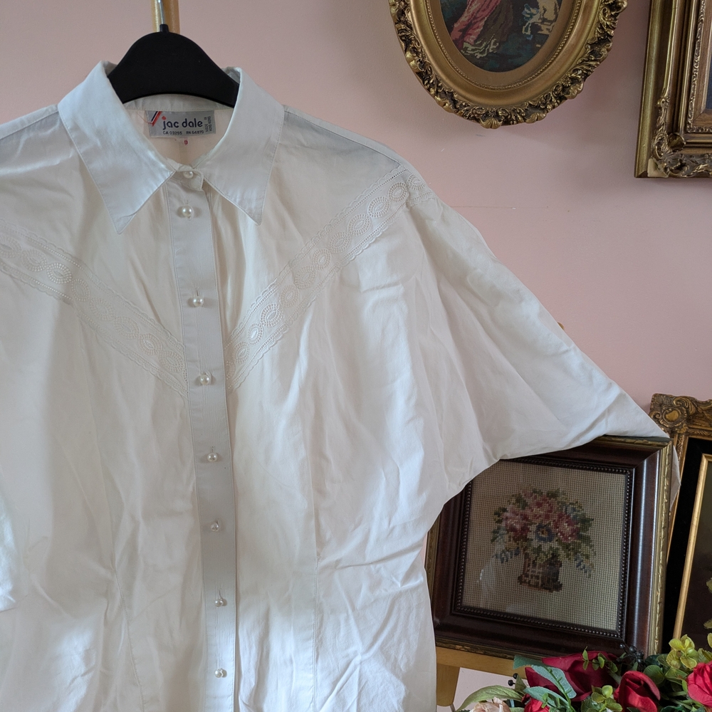 Vintage White Cotton Blouse